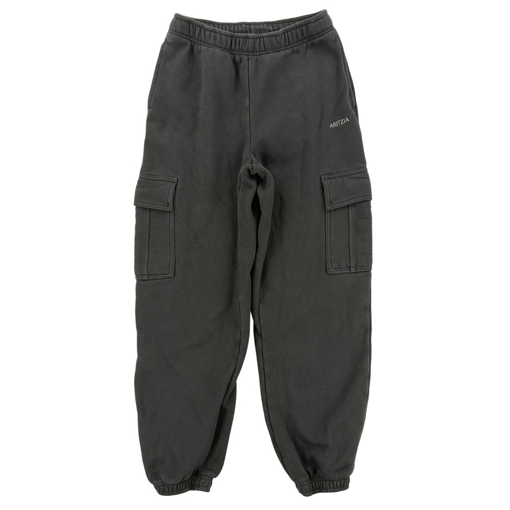 Aritzia Sweatpants Womens XS Black Sweatfleece Mega Fit Cargo Pockets Cozy